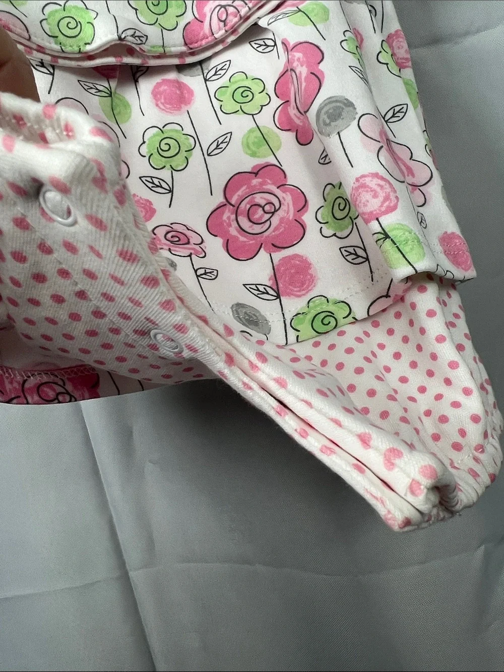 Offspring Pink & Green Floral Baby Dress with Hat NWT